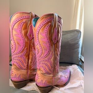 Women's Pink and Brown Heeled Boots